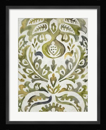 Framed Verdant Damask I Print