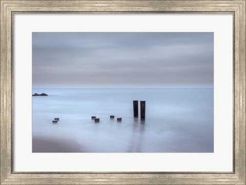 Framed Beach Pilings on Stormy Sunrise, Cape May National Seashore, NJ Print