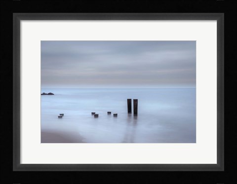 Framed Beach Pilings on Stormy Sunrise, Cape May National Seashore, NJ Print