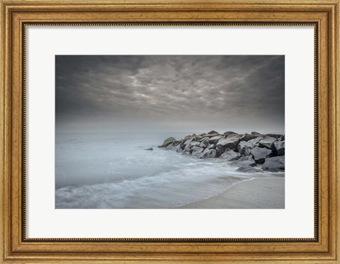 Framed Stormy Beach in Cape May National Seashore, NJ Print