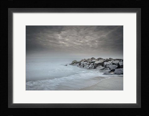 Framed Stormy Beach in Cape May National Seashore, NJ Print