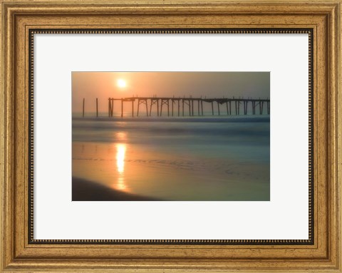 Framed Morning Pier Sunrise, Cape May New Jersey Print