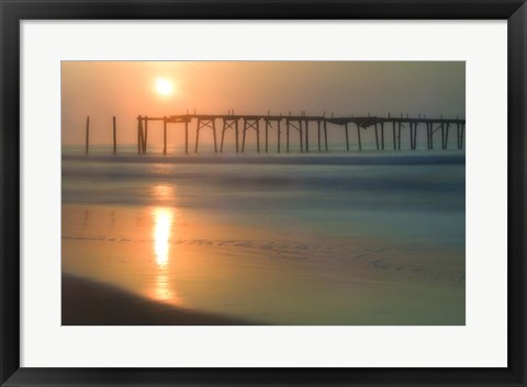 Framed Morning Pier Sunrise, Cape May New Jersey Print