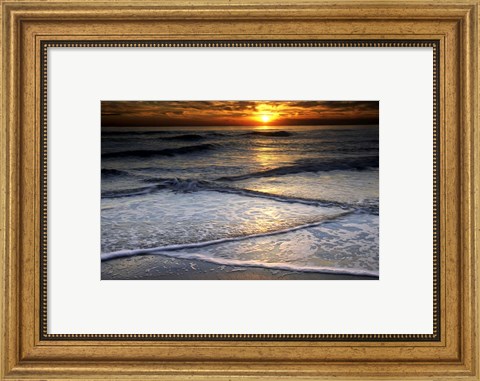 Framed Sunset Reflection On Beach, Cape May NJ Print
