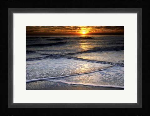 Framed Sunset Reflection On Beach, Cape May NJ Print