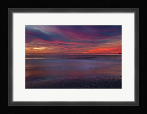 Framed Purple-Colored Sunrise On Ocean Shore, Cape May NJ Print