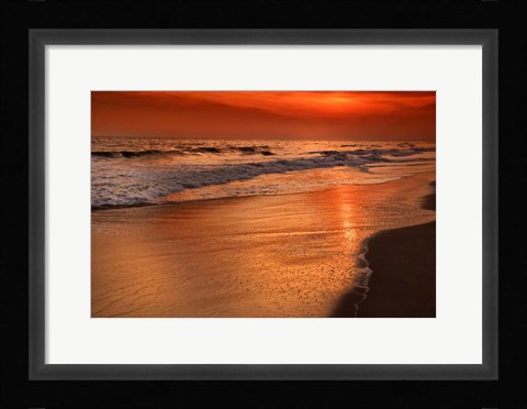 Framed Sunset Reflections Off Clouds And Ocean Shore, Cape May NJ Print