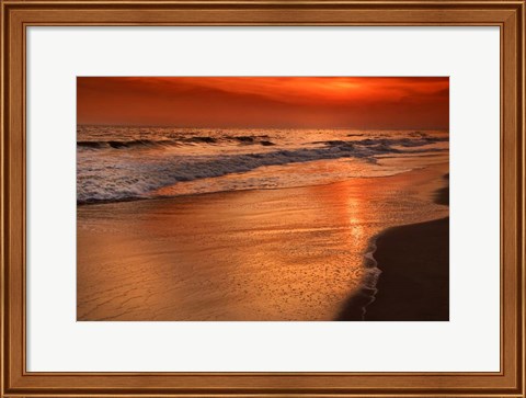 Framed Sunset Reflections Off Clouds And Ocean Shore, Cape May NJ Print