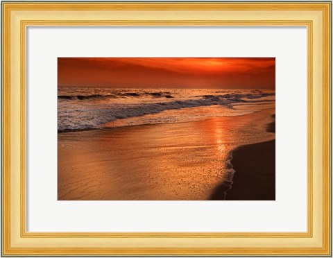 Framed Sunset Reflections Off Clouds And Ocean Shore, Cape May NJ Print