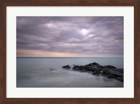 Framed Sunrise On Stormy Beach Landscape, Cape May National Seashore, NJ Print