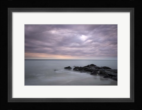 Framed Sunrise On Stormy Beach Landscape, Cape May National Seashore, NJ Print