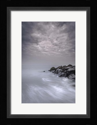 Framed Stormy Beach Landscape, Cape May National Seashore, NJ Print