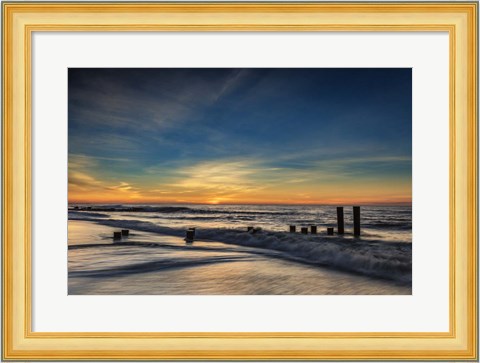 Framed Sunrise On Winter Shoreline 2, Cape May National Seashore, NJ Print