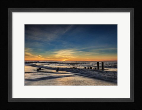 Framed Sunrise On Winter Shoreline 2, Cape May National Seashore, NJ Print