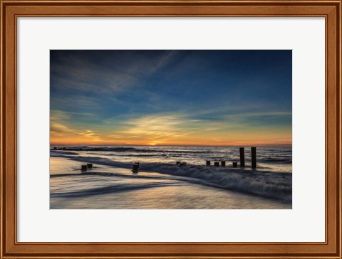 Framed Sunrise On Winter Shoreline 2, Cape May National Seashore, NJ Print