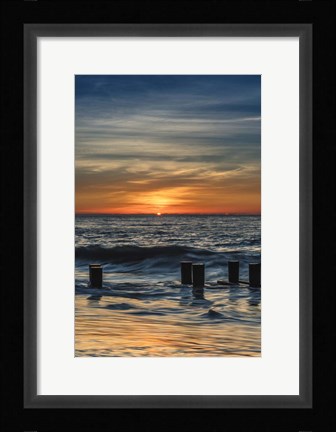 Framed Sunrise On Winter Shoreline 3, Cape May National Seashore, NJ Print
