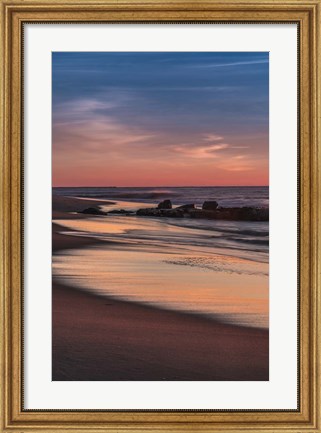Framed Sunrise On Winter Shoreline 4, Cape May National Seashore, NJ Print