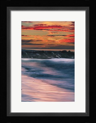 Framed Sunrise On Winter Shoreline 5, Cape May National Seashore, NJ Print