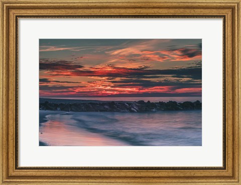 Framed Sunrise On Winter Shoreline 6, Cape May National Seashore, NJ Print