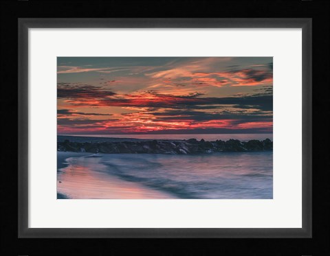 Framed Sunrise On Winter Shoreline 6, Cape May National Seashore, NJ Print