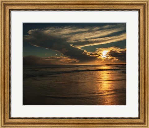 Framed Sunrise On Ocean Shore 4, Cape May National Seashore, NJ Print