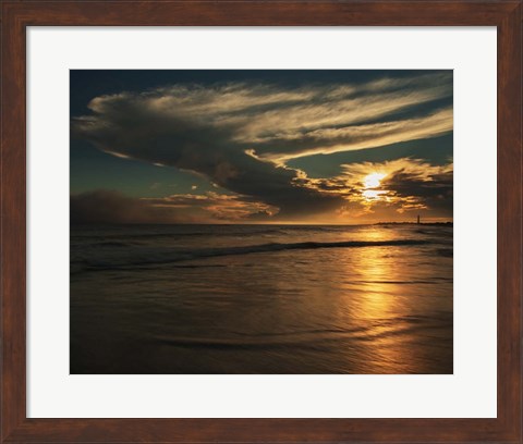 Framed Sunrise On Ocean Shore 4, Cape May National Seashore, NJ Print