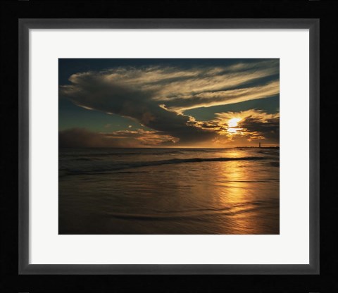 Framed Sunrise On Ocean Shore 4, Cape May National Seashore, NJ Print