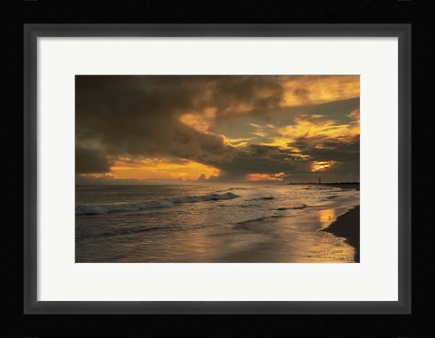 Framed Sunrise On Ocean Shore 5, Cape May National Seashore, NJ Print
