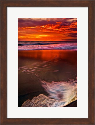 Framed Sunset Reflection on Beach 1, Cape May, NJ Print
