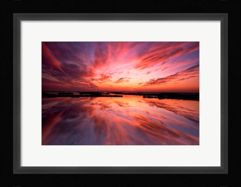Framed Sunset Reflection on Beach 3, Cape May, NJ Print