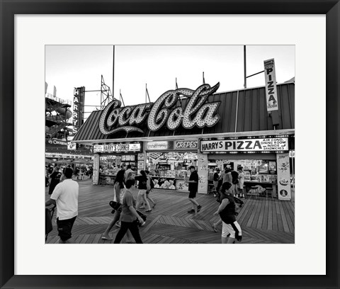 Framed Coca Cola Sign - Boardwalk, Wildwood NJ (BW) Print