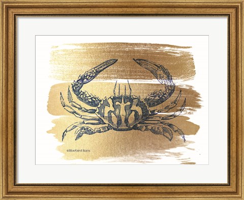 Framed Brushed Gold Crab Print