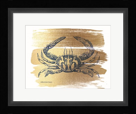 Framed Brushed Gold Crab Print
