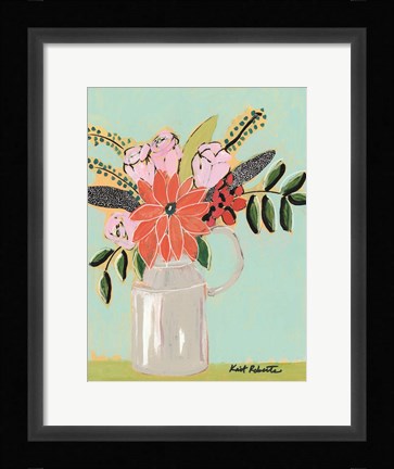 Framed Bouquet on Robin's Egg Print