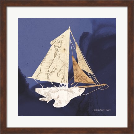 Framed Sailboat Blue II Print