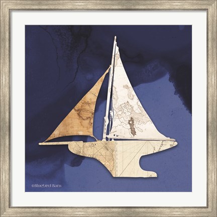 Framed Sailboat Blue III Print