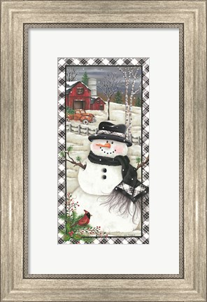 Framed Rusty Truck Snowman Print