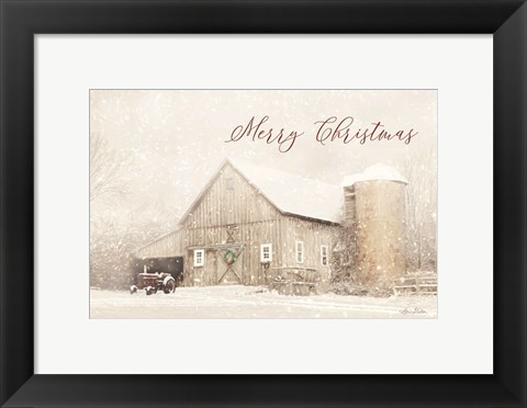Framed Merry Christmas Farm Print