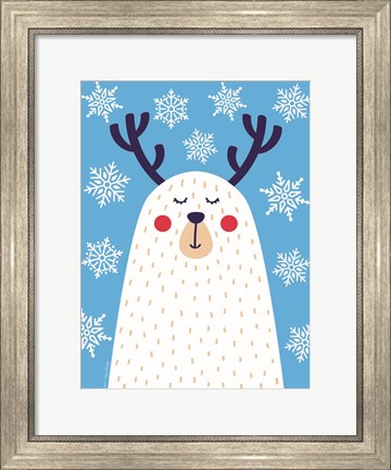Framed Snowflake Reindeer Print
