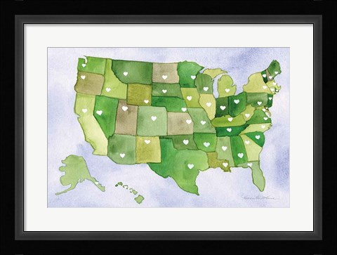 Framed USA Capital Map Print