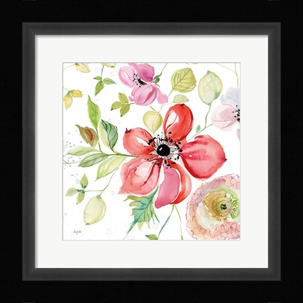 Framed Spray of Anemones III Print