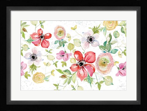Framed Spray of Anemones I Print