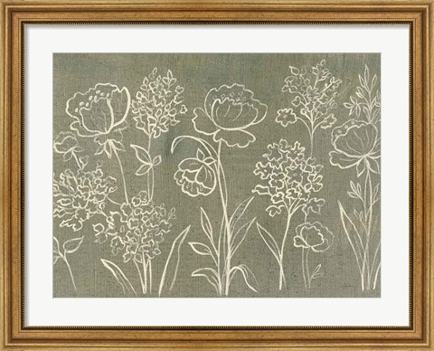 Framed Sage Floral I Crop Print