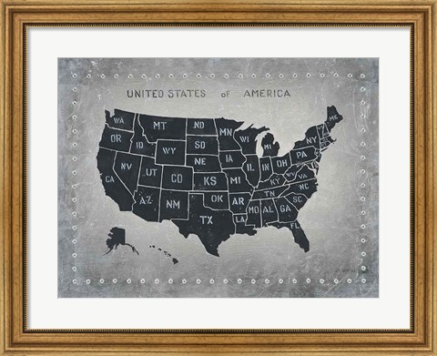 Framed Riveting USA Map Print