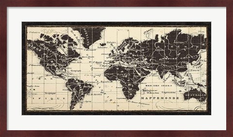Framed Old World Map Parchment Print