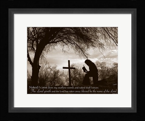 Framed Cowboy at the Cross (Naked I came from my mother's womb...) Print