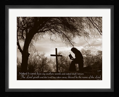 Framed Cowboy at the Cross (Naked I came from my mother's womb...) Print