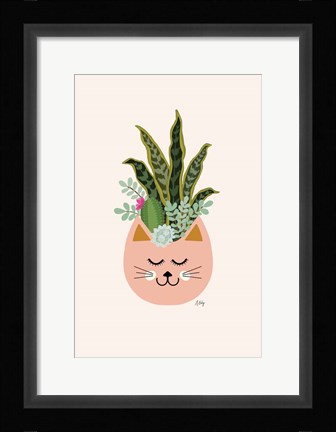 Framed Cats and Plants Print