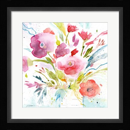Framed Bouquet with Magenta Print