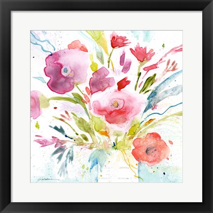 Framed Bouquet with Magenta Print